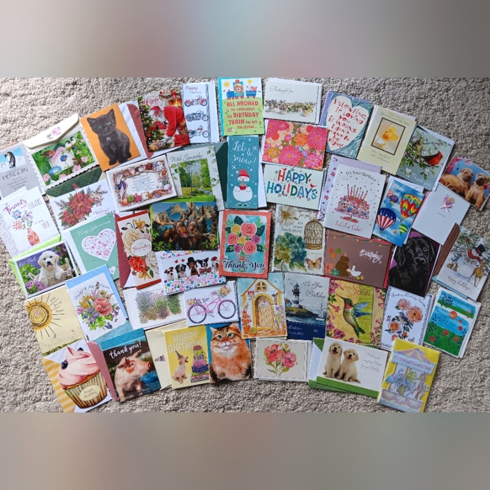 40 Assorted Greeting Cards RANDOM Lot! DIY Scrapbook Crafts